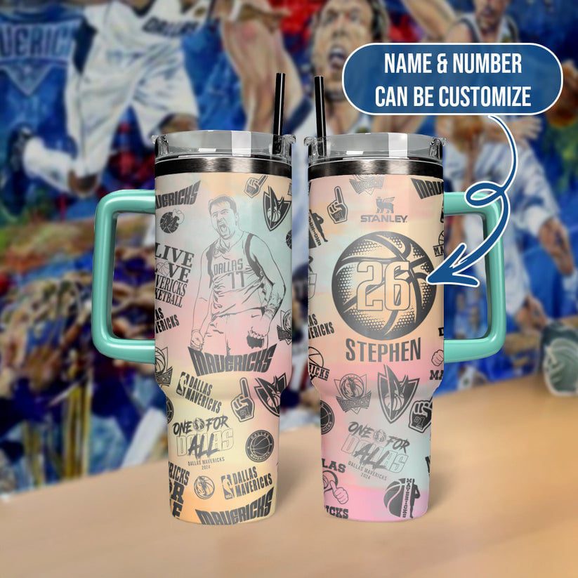 Dallas-Mavericks-NBA-One-For-Dallas-Pattern-Custom-Name-Custom-Number-Print-Stanley-Tumbler-40OZ Dallas Mavericks NBA One For Dallas Pattern Custom Name Custom Number Print Stanley Tumbler 40OZ