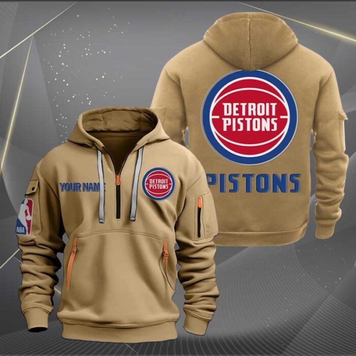 Detroit Pistons NBA 2024 Personalized Trending Quarter Zip Hoodie