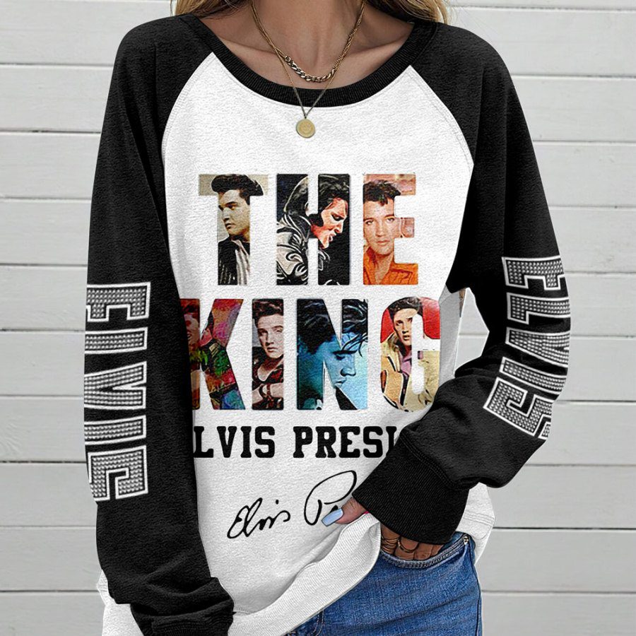 Elvis-Presley-Round-Neck-Raglan-Sleeve-Sweatshirt-GRS1013-1