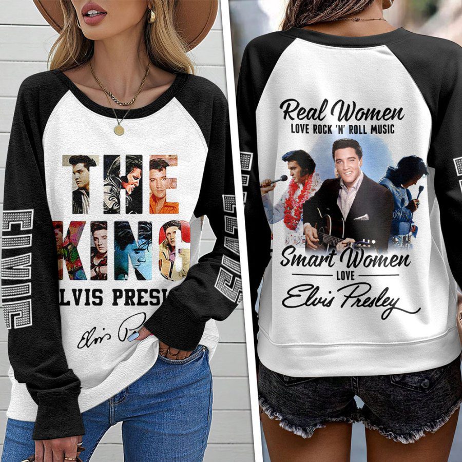 Elvis-Presley-Round-Neck-Raglan-Sleeve-Sweatshirt-GRS1013 Elvis Presley Round Neck Raglan Sleeve Sweatshirt GRS1013