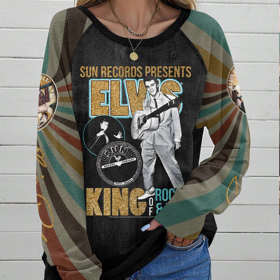 Elvis-Presley-Round-Neck-Raglan-Sleeve-Sweatshirt-GRS1016-1