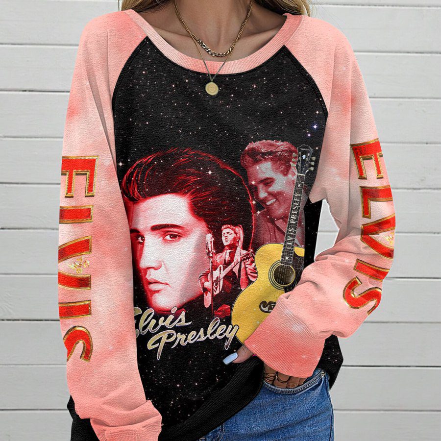 Elvis-Presley-Round-Neck-Raglan-Sleeve-Sweatshirt-GRS1025-1