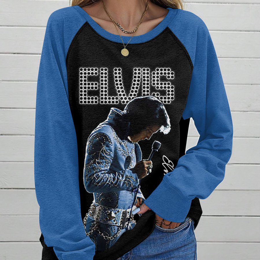 Elvis-Presley-Round-Neck-Raglan-Sleeve-Sweatshirt-GRS1047-1