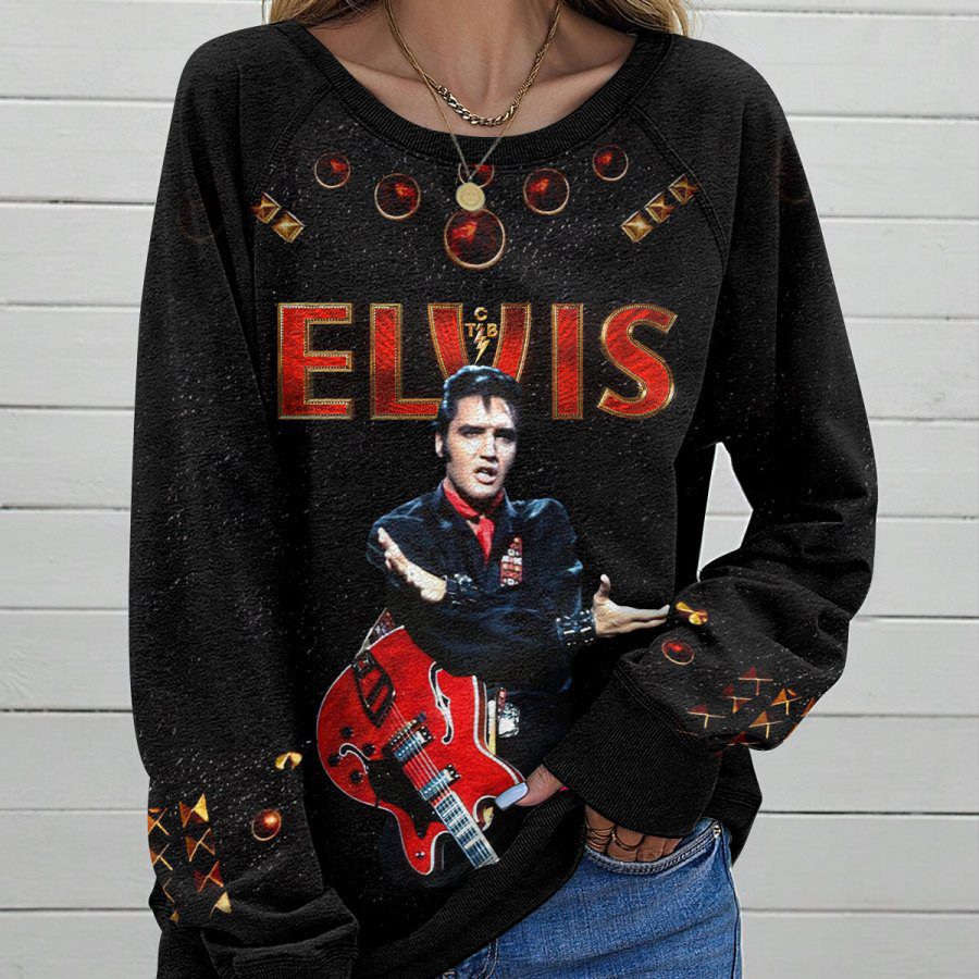 Elvis-Presley-Round-Neck-Raglan-Sleeve-Sweatshirt-GRS1052-1