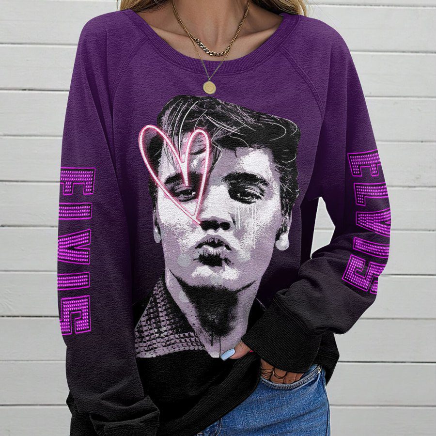Elvis-Presley-Round-Neck-Raglan-Sleeve-Sweatshirt-GRS1054-1