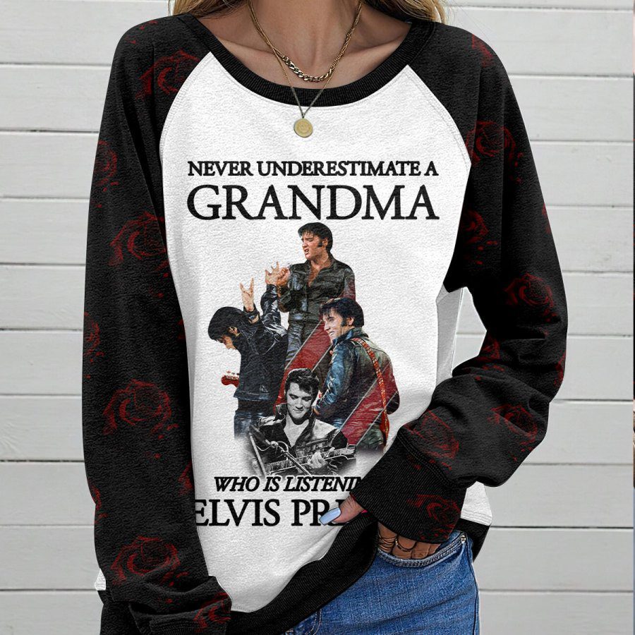 Elvis-Presley-Round-Neck-Raglan-Sleeve-Sweatshirt-GRS1062-1