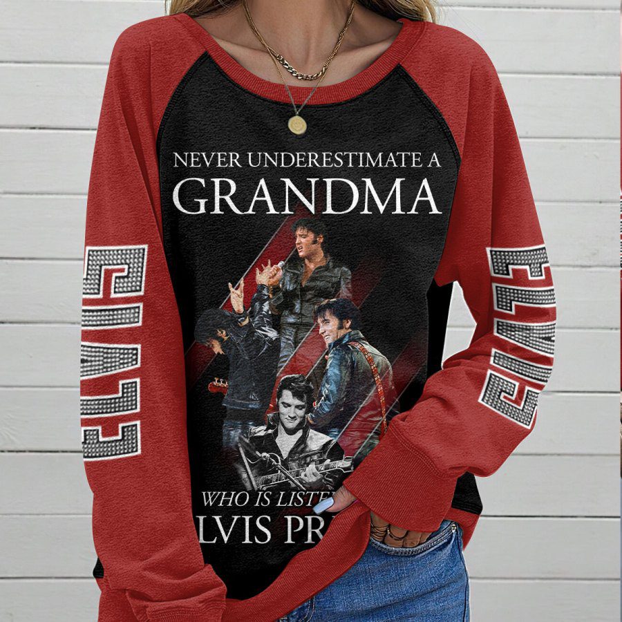 Elvis-Presley-Round-Neck-Raglan-Sleeve-Sweatshirt-GRS1065-1