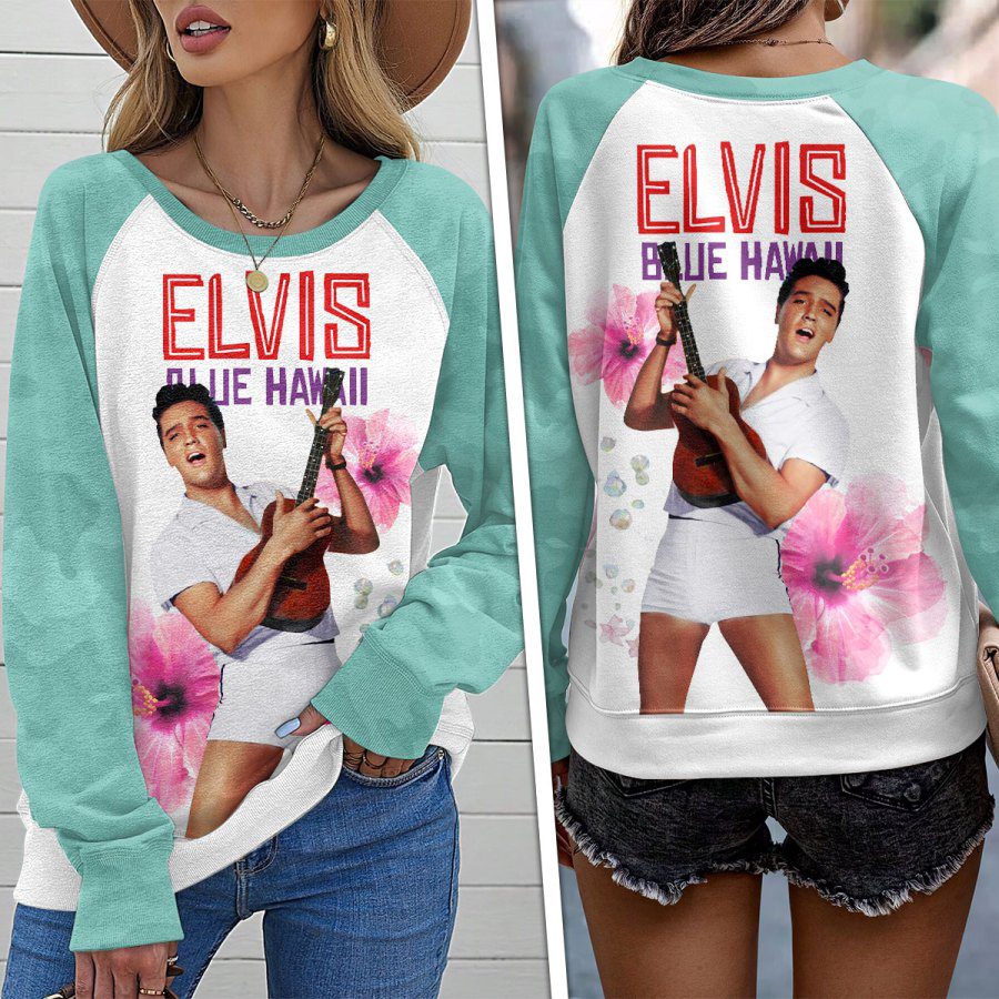Elvis-Presley-Round-Neck-Raglan-Sleeve-Sweatshirt-GRS1068 Elvis Presley Round Neck Raglan Sleeve Sweatshirt GRS1068