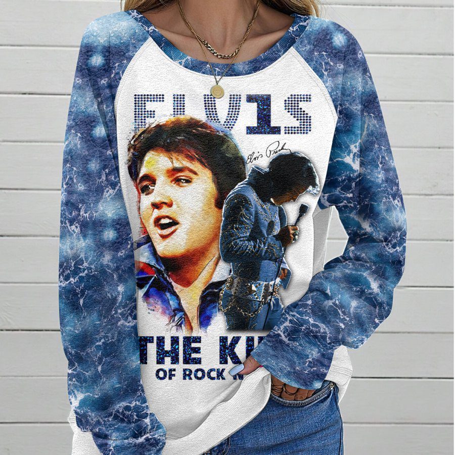 Elvis-Presley-Round-Neck-Raglan-Sleeve-Sweatshirt-GRS1075-1
