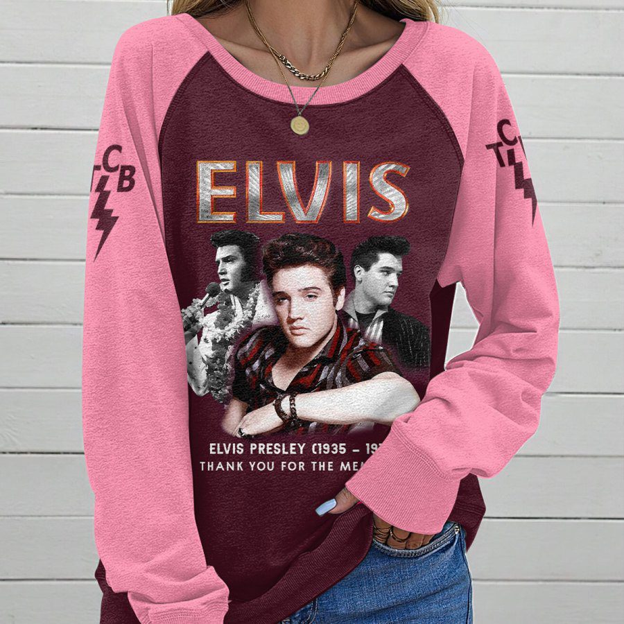 Elvis-Presley-Round-Neck-Raglan-Sleeve-Sweatshirt-GRS1085-1