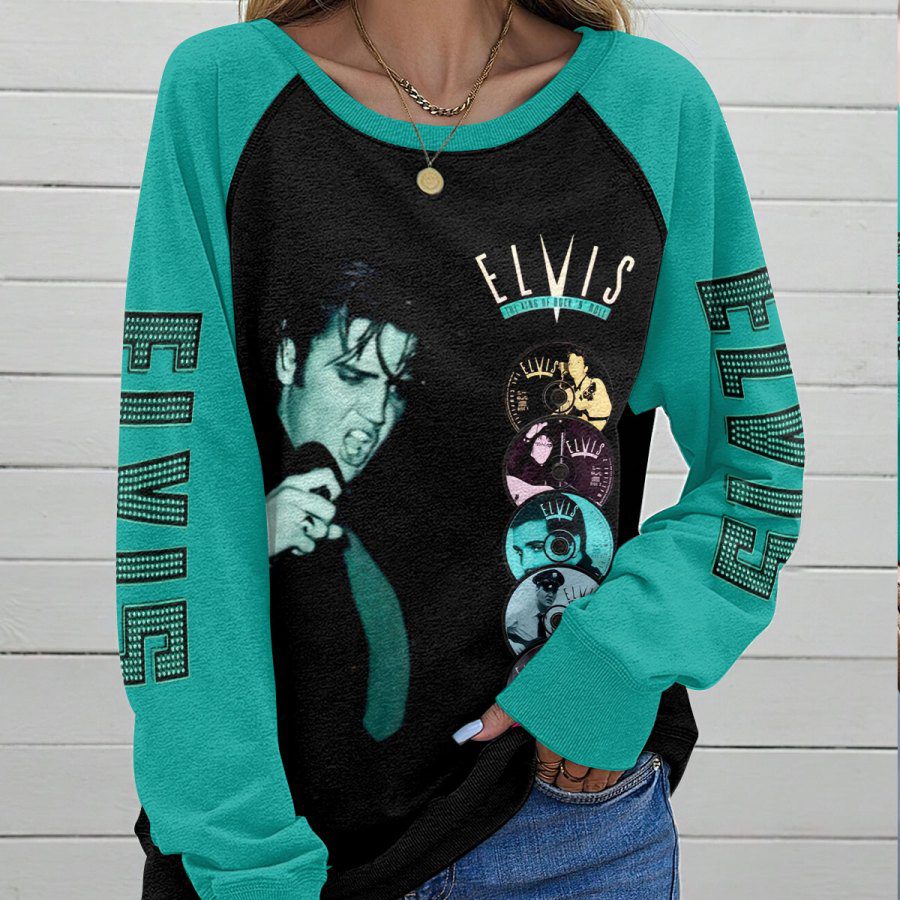 Elvis-Presley-Round-Neck-Raglan-Sleeve-Sweatshirt-GRS1086-1