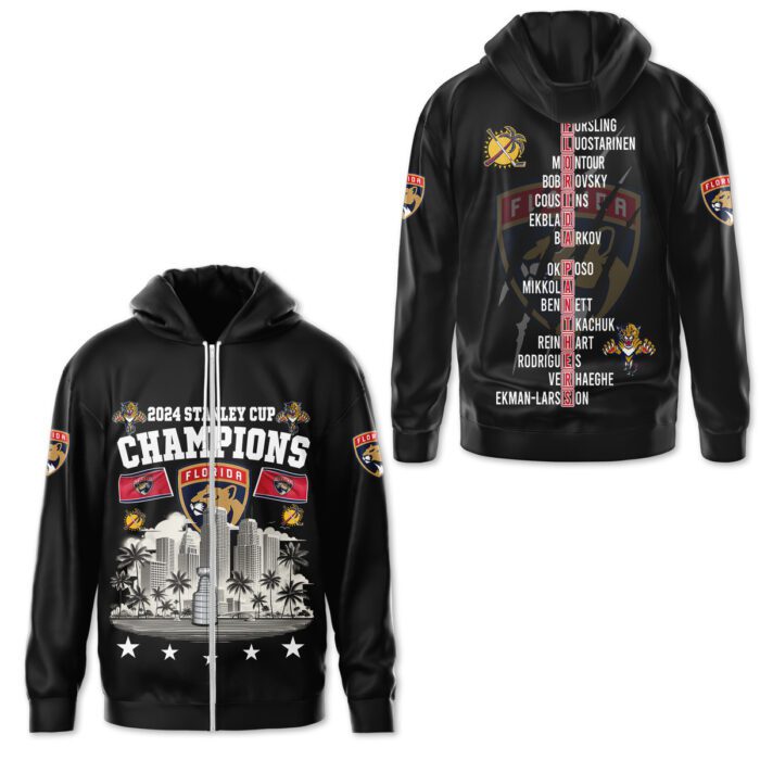 Florida Panthers 2024 Stanley Cup Champions Unisex Zip Hoodie WSC1109