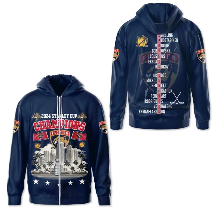 Florida Panthers 2024 Stanley Cup Champions Unisex Zip Hoodie WSC1119