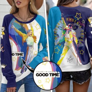 Freddie Mercury Round Neck Raglan Sleeve Sweatshirt GRS1006