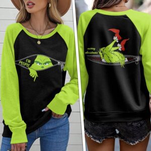 Grinch Round Neck Raglan Sleeve Sweatshirt GRS1057