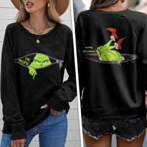 Grinch Round Neck Raglan Sleeve Sweatshirt GRS1058