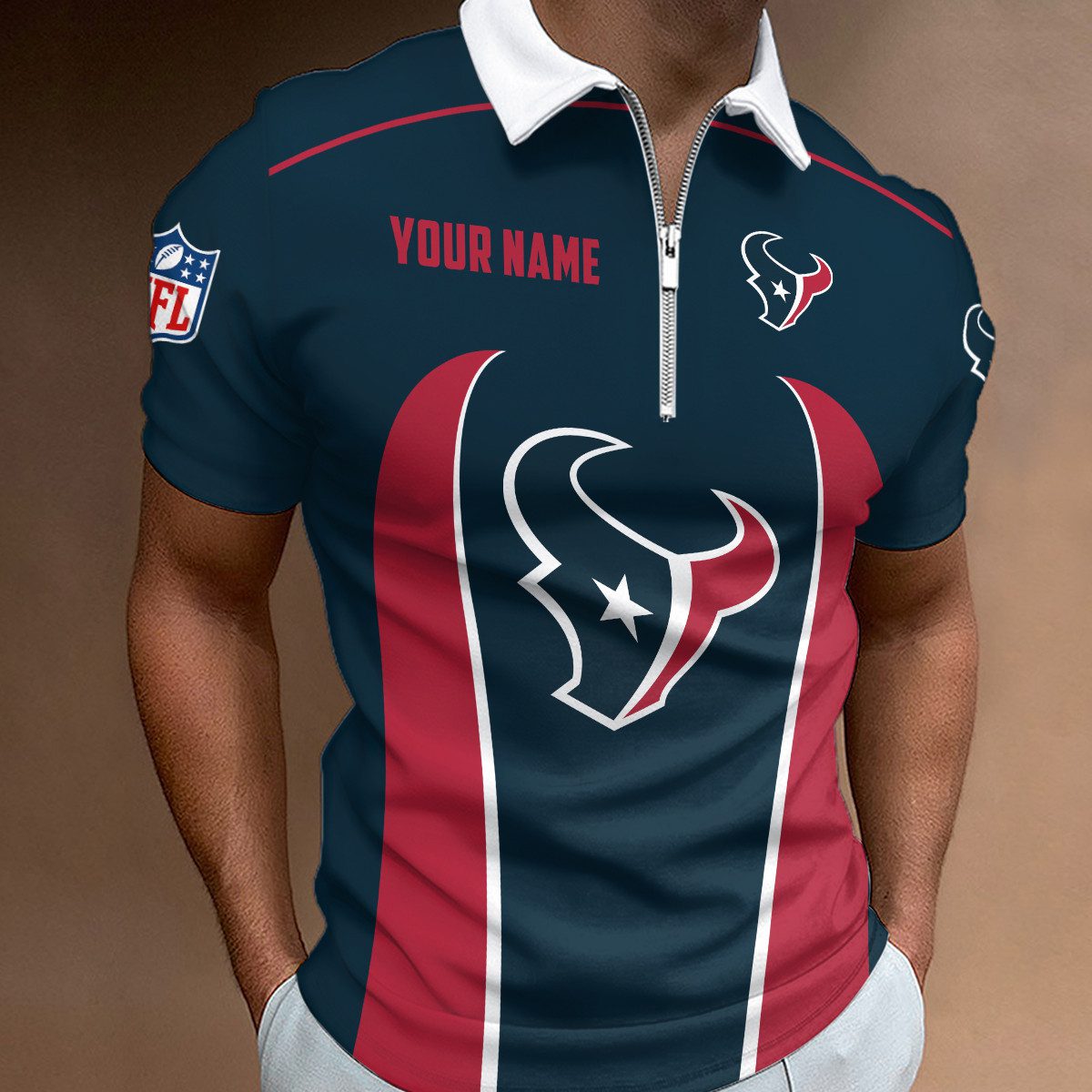 Houston-Texans-Zipper-Polo-Shirt Houston Texans Zipper Polo Shirt