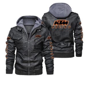 Ktm Black Brown Leather Jacket LIZ095