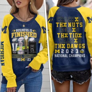 Michigan Wolverines Football Round Neck Raglan Sleeve Sweatshirt GRS1019