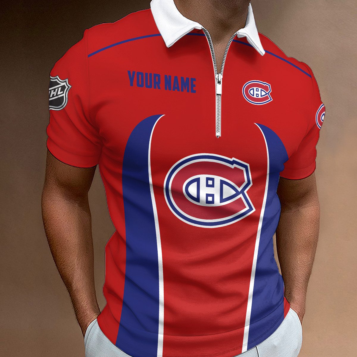 Montreal-Canadiens-Zipper-Polo-Shirt Montreal Canadiens Zipper Polo Shirt
