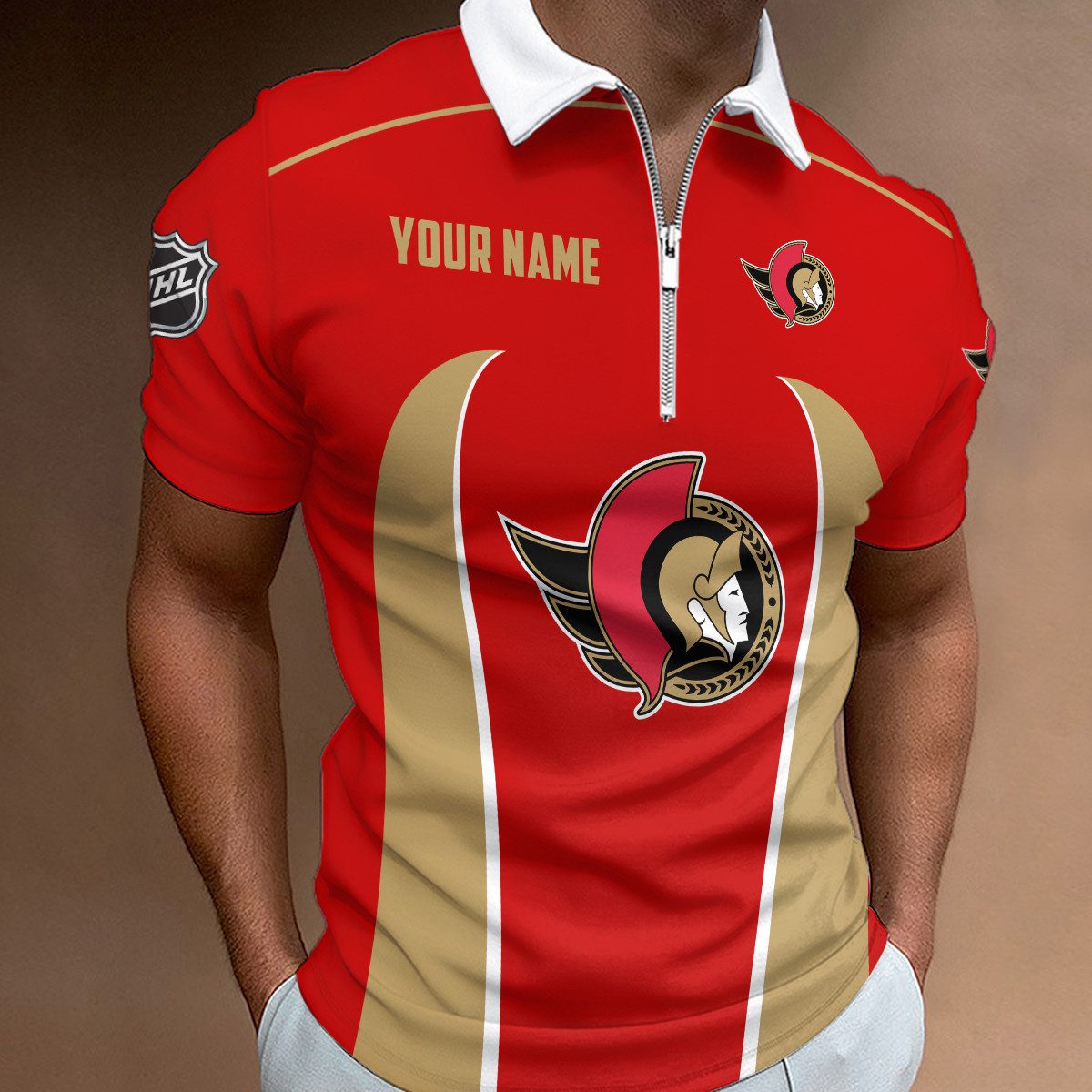 Ottawa-Senators-Zipper-Polo-Shirt Ottawa Senators Zipper Polo Shirt