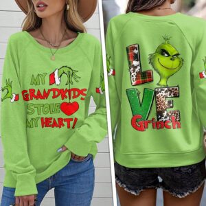 Personalized Grinch Round Neck Raglan Sleeve Sweatshirt GRS1055