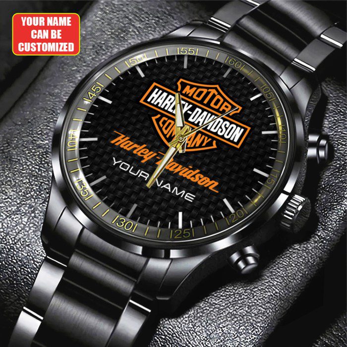 Personalized-Harley-Davidson-Black-Stainless-Steel-Watch-GSW1487 Personalized Harley Davidson Black Stainless Steel Watch GSW1487