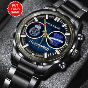 Personalized Real Madrid CF Black Stainless Steel Watch GSW1036