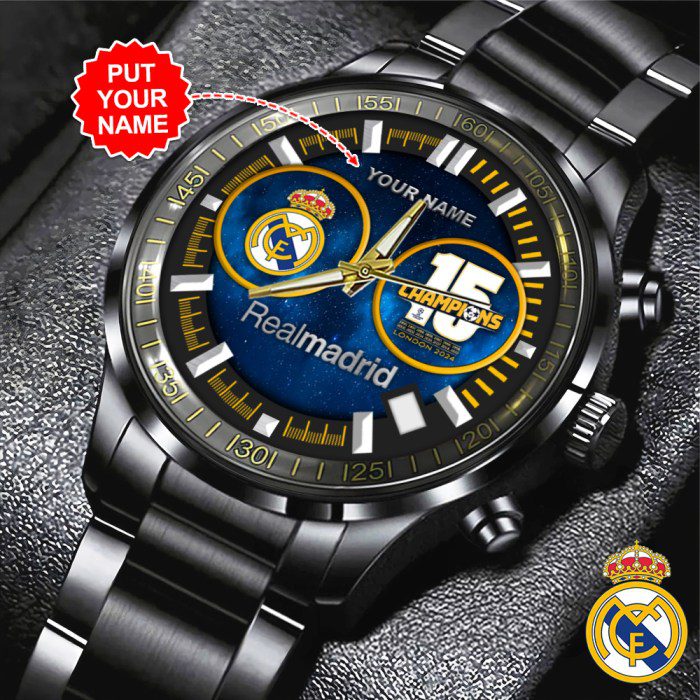 Personalized-Real-Madrid-CF-Black-Stainless-Steel-Watch-GSW1048 Personalized Real Madrid CF Black Stainless Steel Watch GSW1048