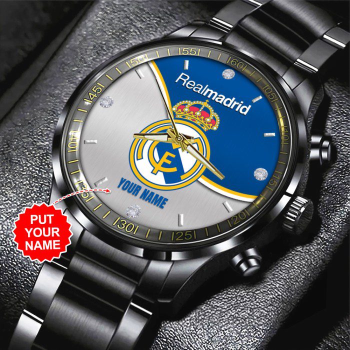 Personalized-Real-Madrid-CF-Black-Stainless-Steel-Watch-GSW1152 Personalized Real Madrid CF Black Stainless Steel Watch GSW1152