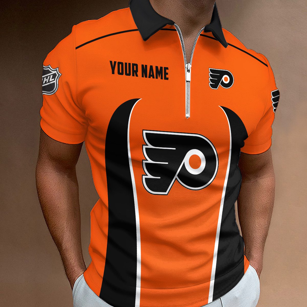 Philadelphia-Flyers-Zipper-Polo-Shirt Philadelphia Flyers Zipper Polo Shirt