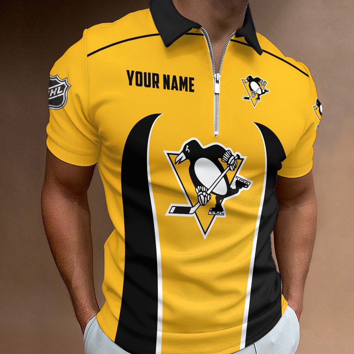 Pittsburgh-Penguins-Zipper-Polo-Shirt Pittsburgh Penguins Zipper Polo Shirt