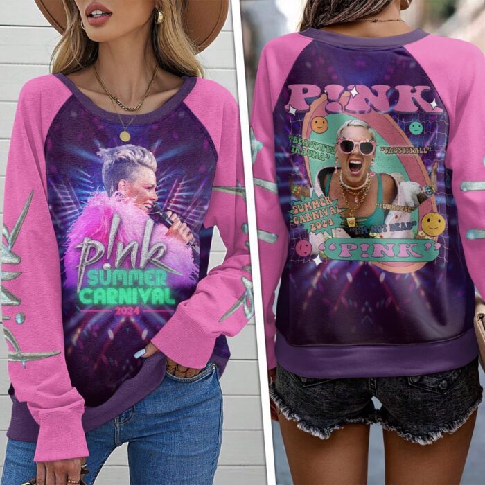 P!nk Round Neck Raglan Sleeve Sweatshirt GRS1015