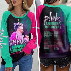 P!nk Round Neck Raglan Sleeve Sweatshirt GRS1024