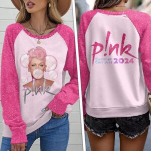 P!nk Round Neck Raglan Sleeve Sweatshirt GRS1026