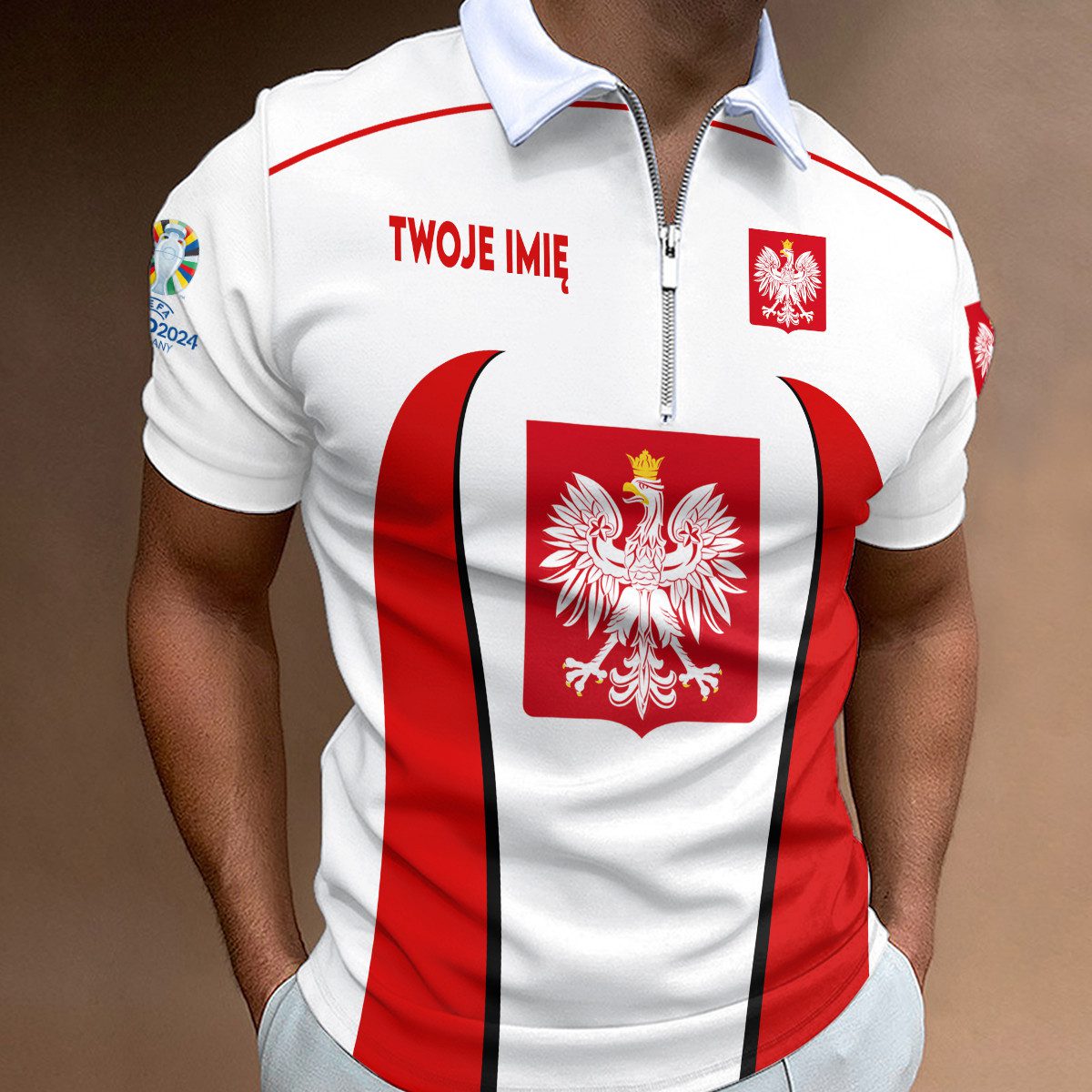 Poland-National-Football-Team-Euro-2024-Zipper-Polo-Shirt Poland National Football Team Euro 2024 Zipper Polo Shirt