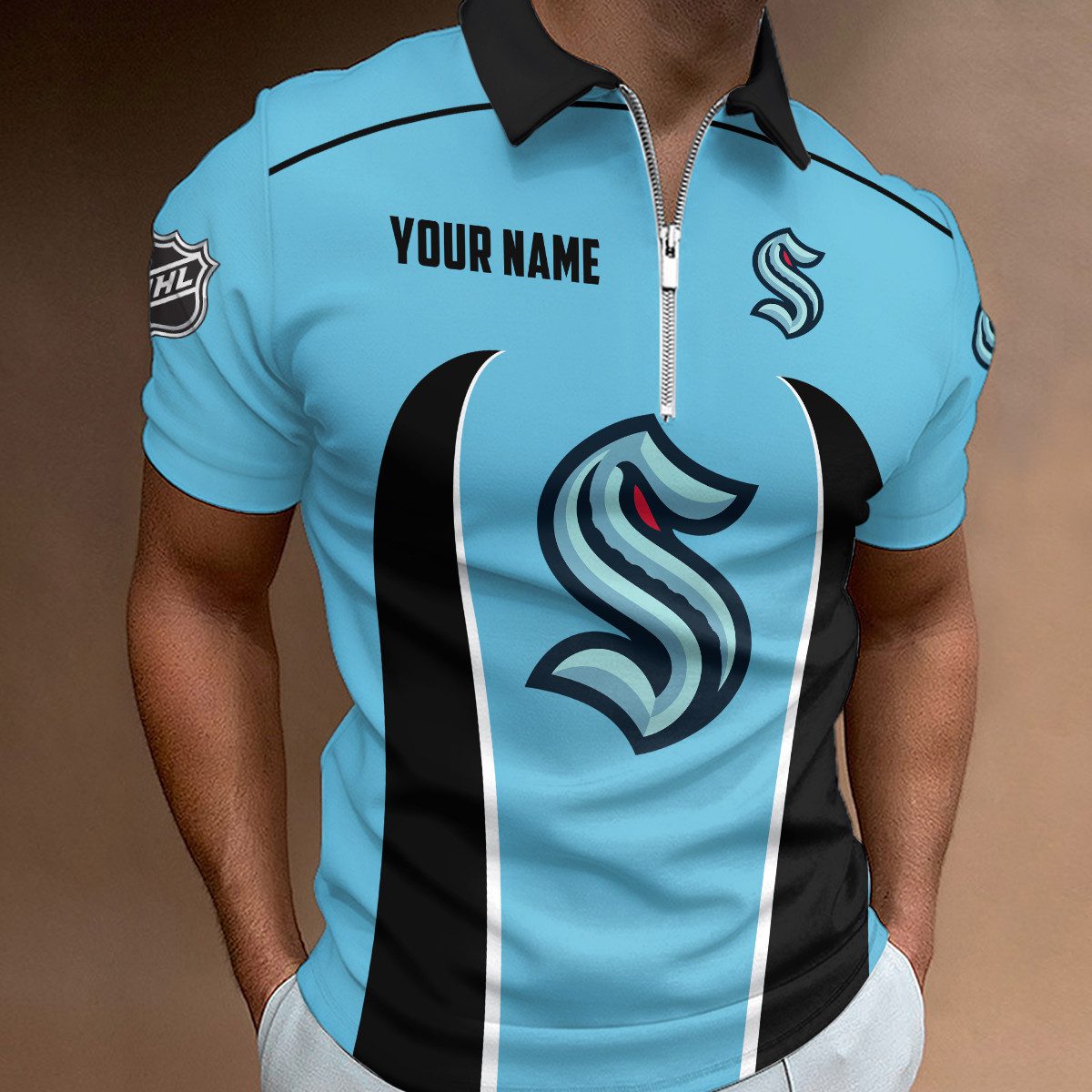Seattle-Kraken-Zipper-Polo-Shirt Seattle Kraken Zipper Polo Shirt
