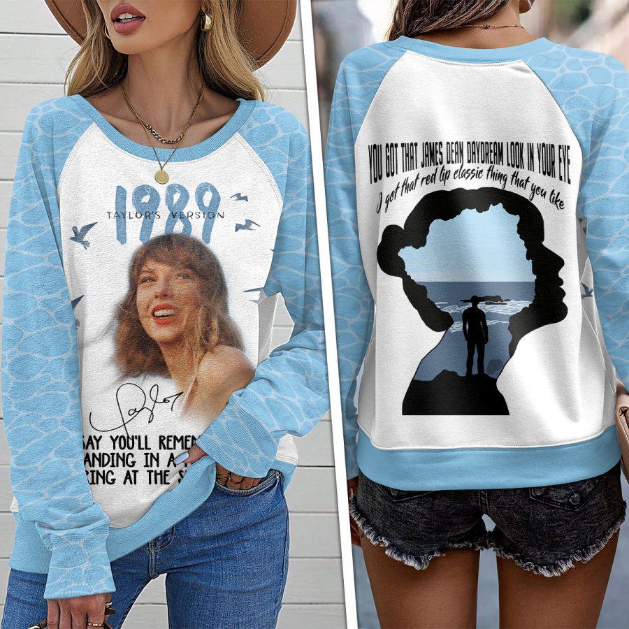 Taylor-Swift-Round-Neck-Raglan-Sleeve-Sweatshirt-GRS1064 Taylor Swift Round Neck Raglan Sleeve Sweatshirt GRS1064
