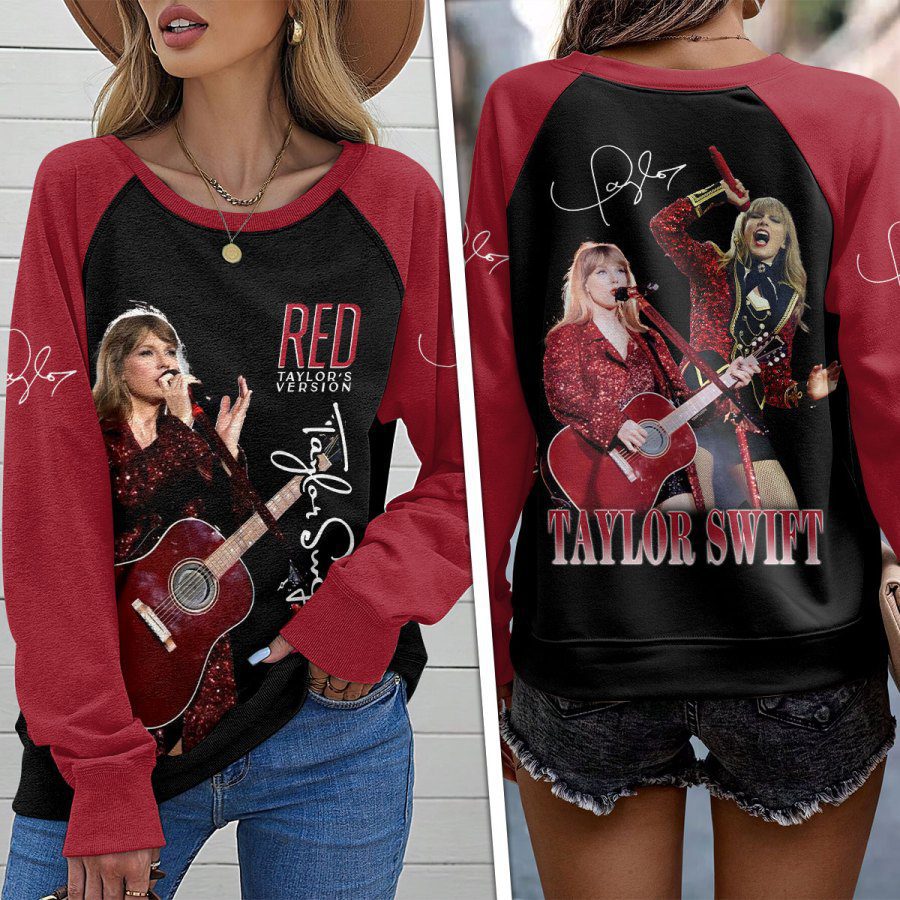Taylor-Swift-Round-Neck-Raglan-Sleeve-Sweatshirt-GRS1079 Taylor Swift Round Neck Raglan Sleeve Sweatshirt GRS1079