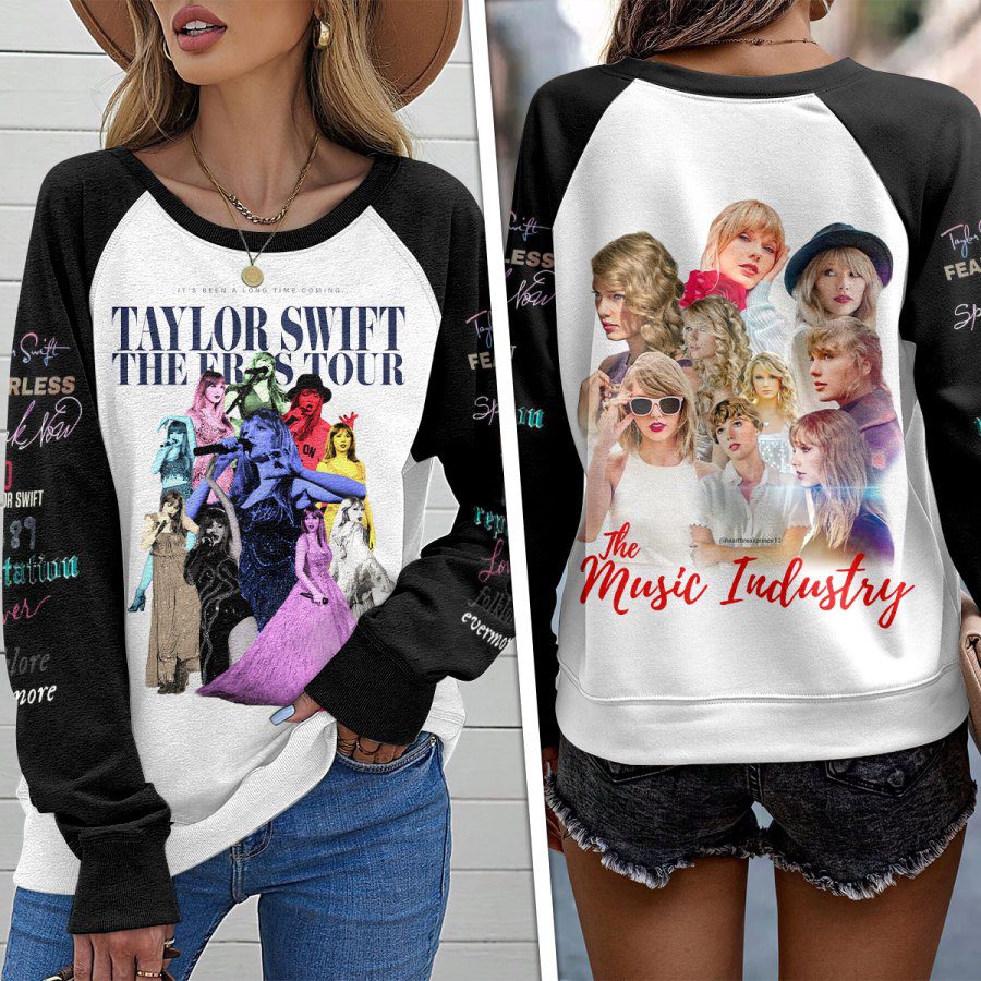 Taylor-Swift-Round-Neck-Raglan-Sleeve-Sweatshirt-GRS1081 Taylor Swift Round Neck Raglan Sleeve Sweatshirt GRS1081