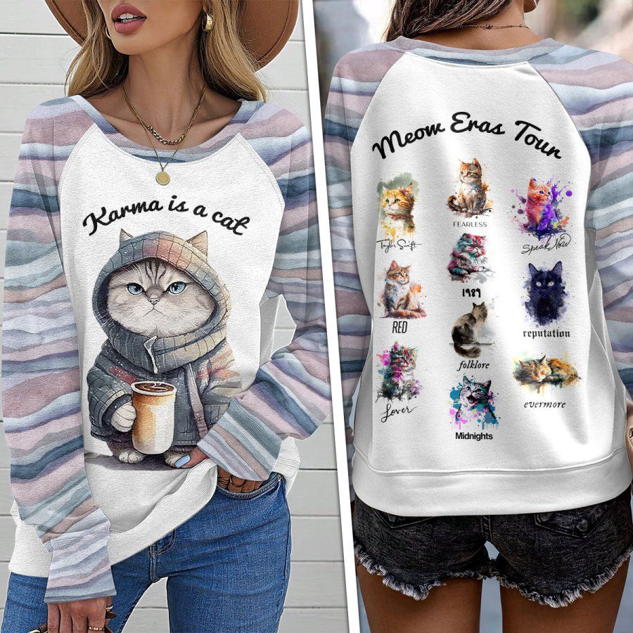 Taylor-Swift-x-Cat-lovers-Round-Neck-Raglan-Sleeve-Sweatshirt-GRS1045 Taylor Swift x Cat lovers Round Neck Raglan Sleeve Sweatshirt GRS1045