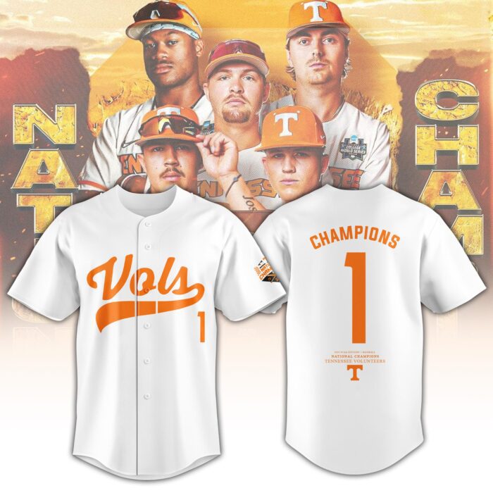 Tennessee Volunteers 2024 NCAA Baseball College World Series Champions Baseball Jersey (White) FTV1040