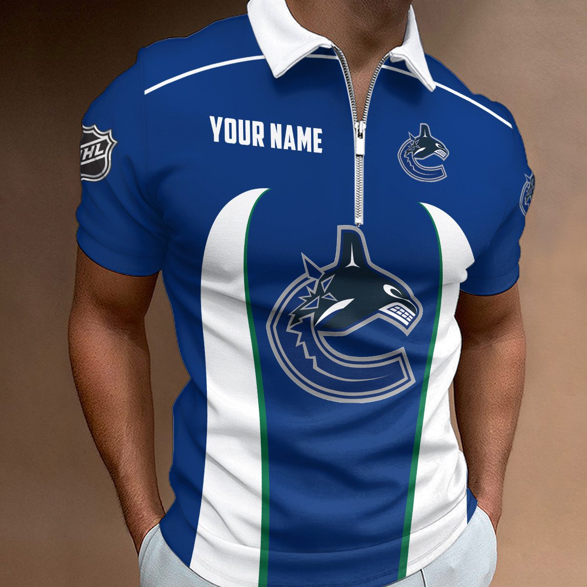 Vancouver-Canucks-Zipper-Polo-Shirt Vancouver Canucks Zipper Polo Shirt