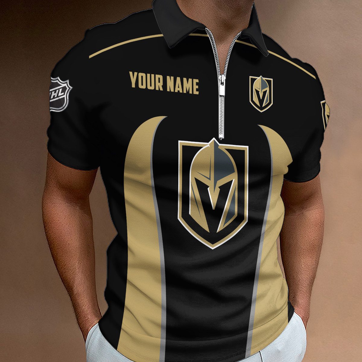 Vegas-Golden-Knights-Zipper-Polo-Shirt Vegas Golden Knights Zipper Polo Shirt