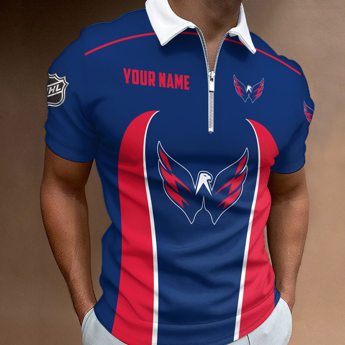 Washington-Capitals-Zipper-Polo-Shirt Washington Capitals Zipper Polo Shirt