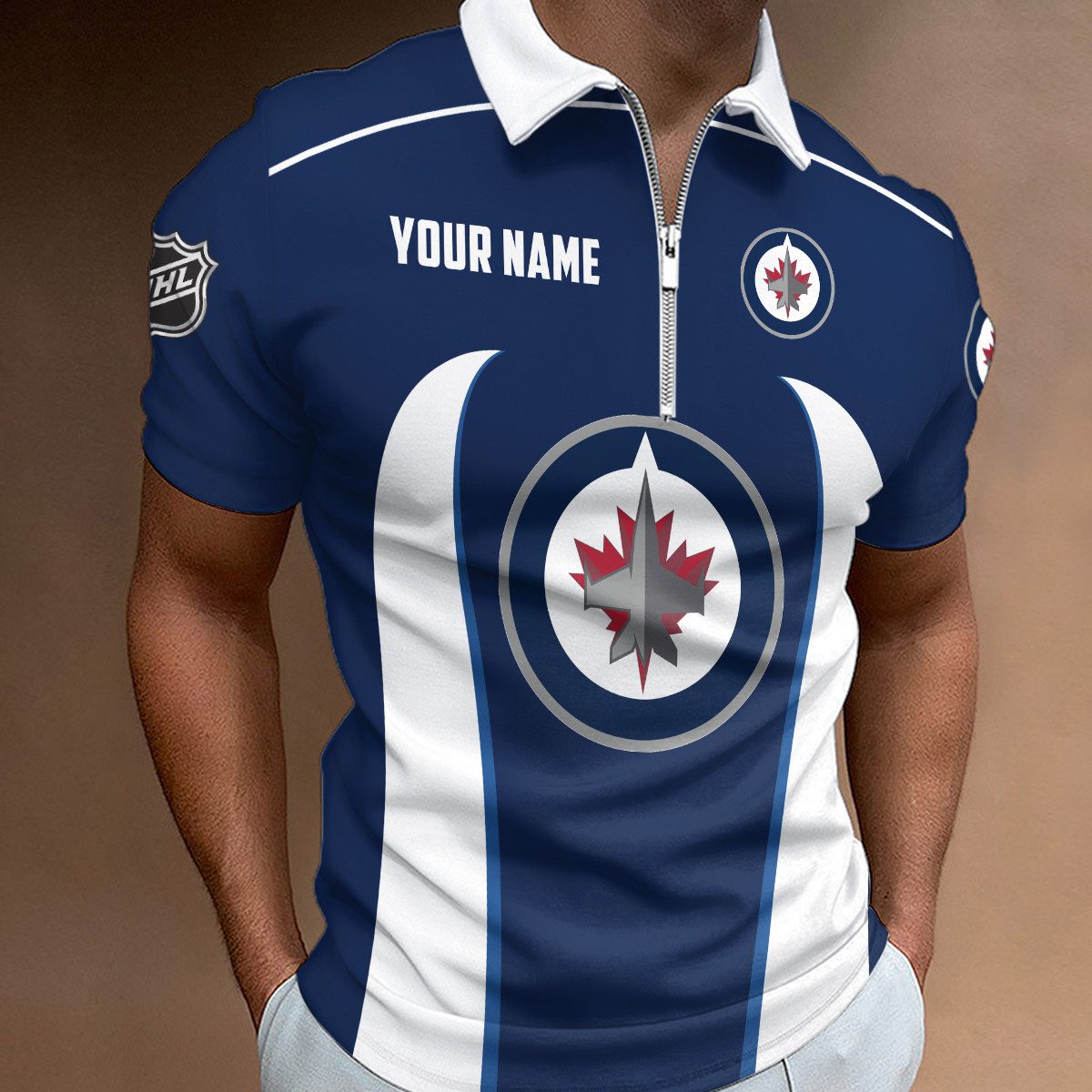 Winnipeg-Jets-Zipper-Polo-Shirt Winnipeg Jets Zipper Polo Shirt
