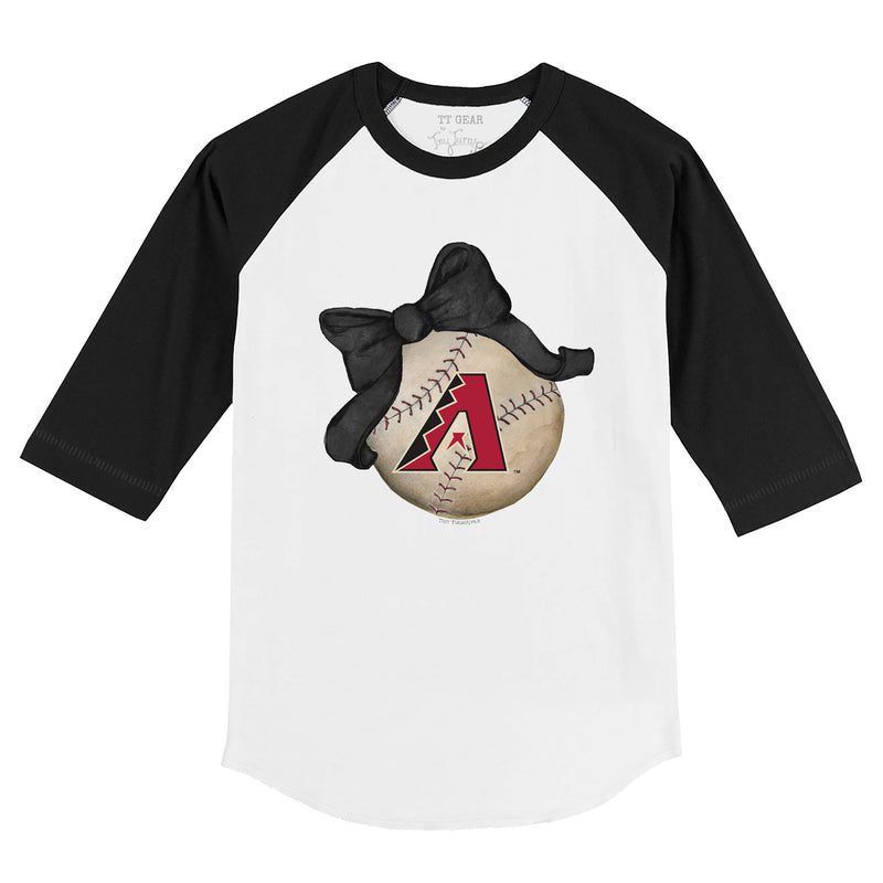 Arizona-Diamondbacks-Baseball-Bow-34-Black-Sleeve-Raglan-Shirt Arizona Diamondbacks Baseball Bow 3/4 Black Sleeve Raglan Shirt