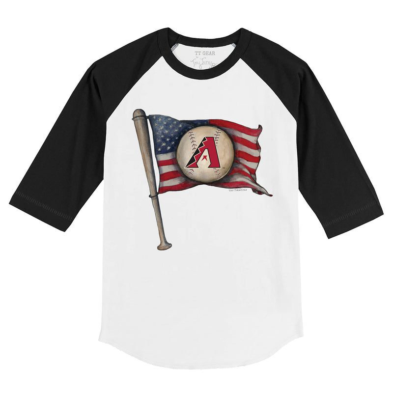 Arizona-Diamondbacks-Baseball-Flag-34-Black-Sleeve-Raglan-Shirt Arizona Diamondbacks Baseball Flag 3/4 Black Sleeve Raglan Shirt