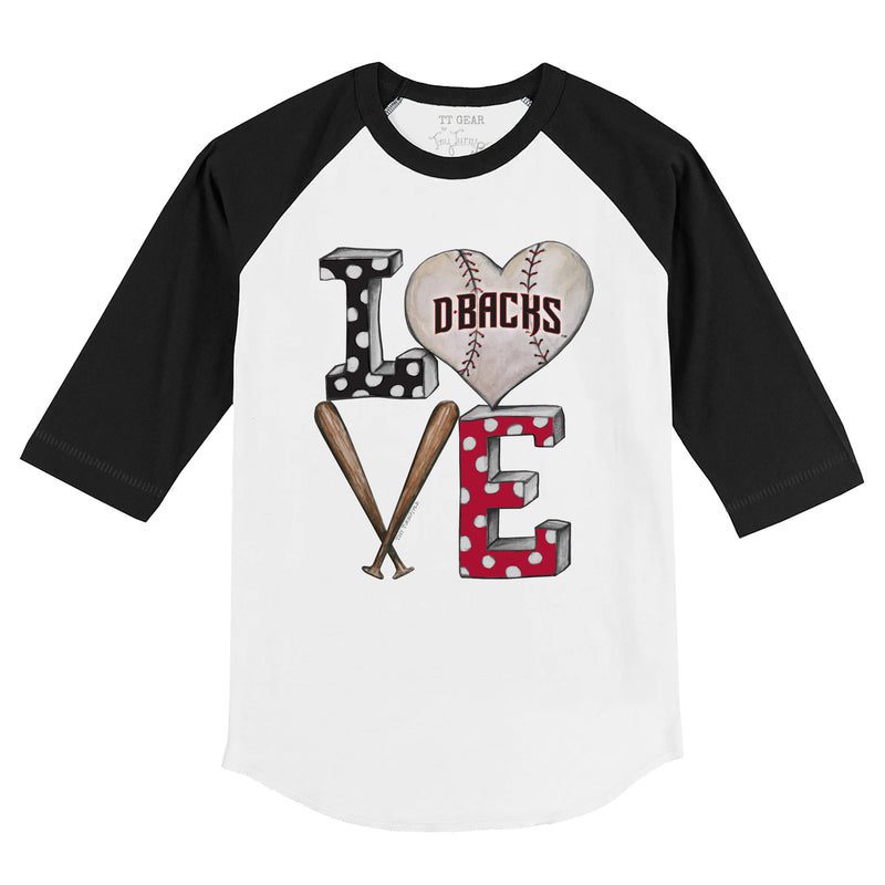 Arizona-Diamondbacks-Baseball-LOVE-34-Black-Sleeve-Raglan-Shirt Arizona Diamondbacks Baseball LOVE 3/4 Black Sleeve Raglan Shirt