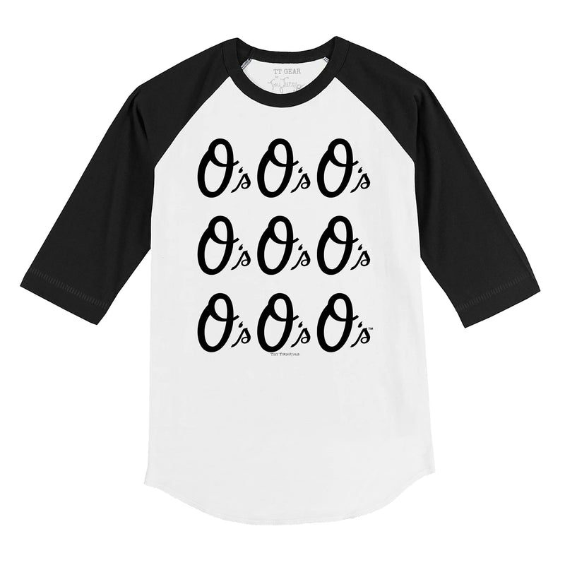 Baltimore-Orioles-Logo-Grid-34-Black-Sleeve-Raglan-Shirt Baltimore Orioles Logo Grid 3/4 Black Sleeve Raglan Shirt